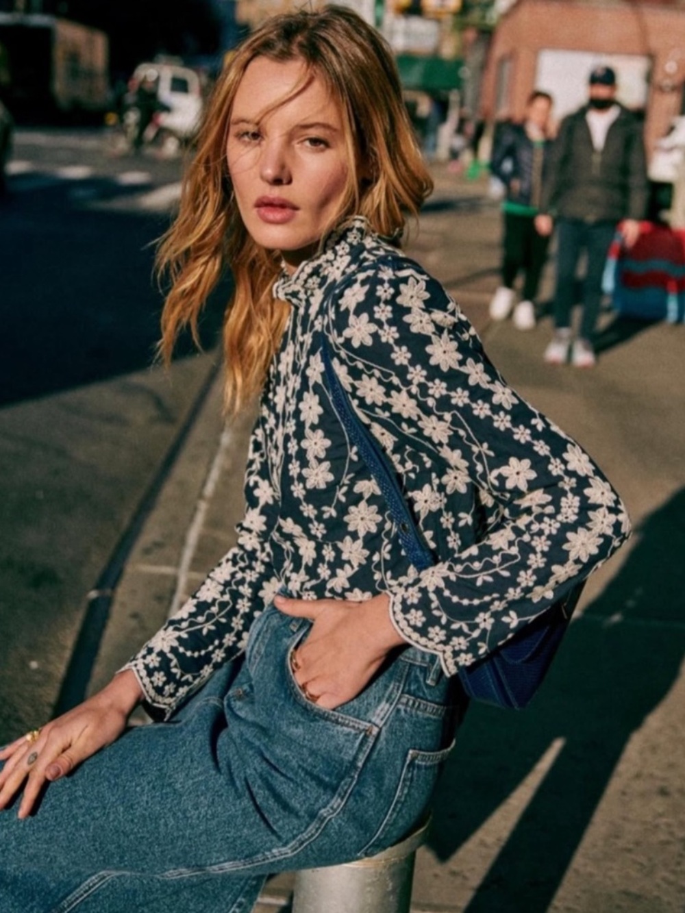 Sezane Eglantine Navy and White Blouse (No Size Tag)